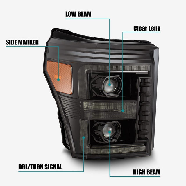 11-16 Ford Super Duty PRO-Series Halogen Projector Headlights Alpha-Black