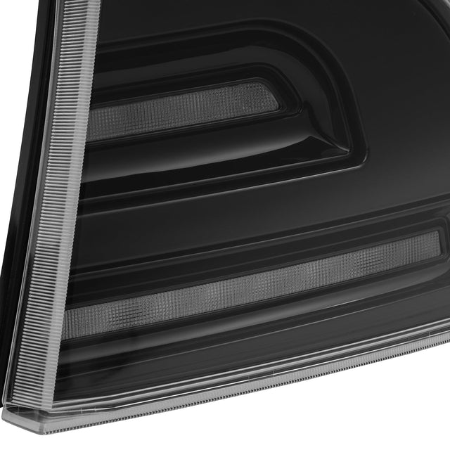 12-21 Tesla Model S LUXX-Series LED Tail Lights Alpha-Black (With Black Trunk Center Piece Replacement)