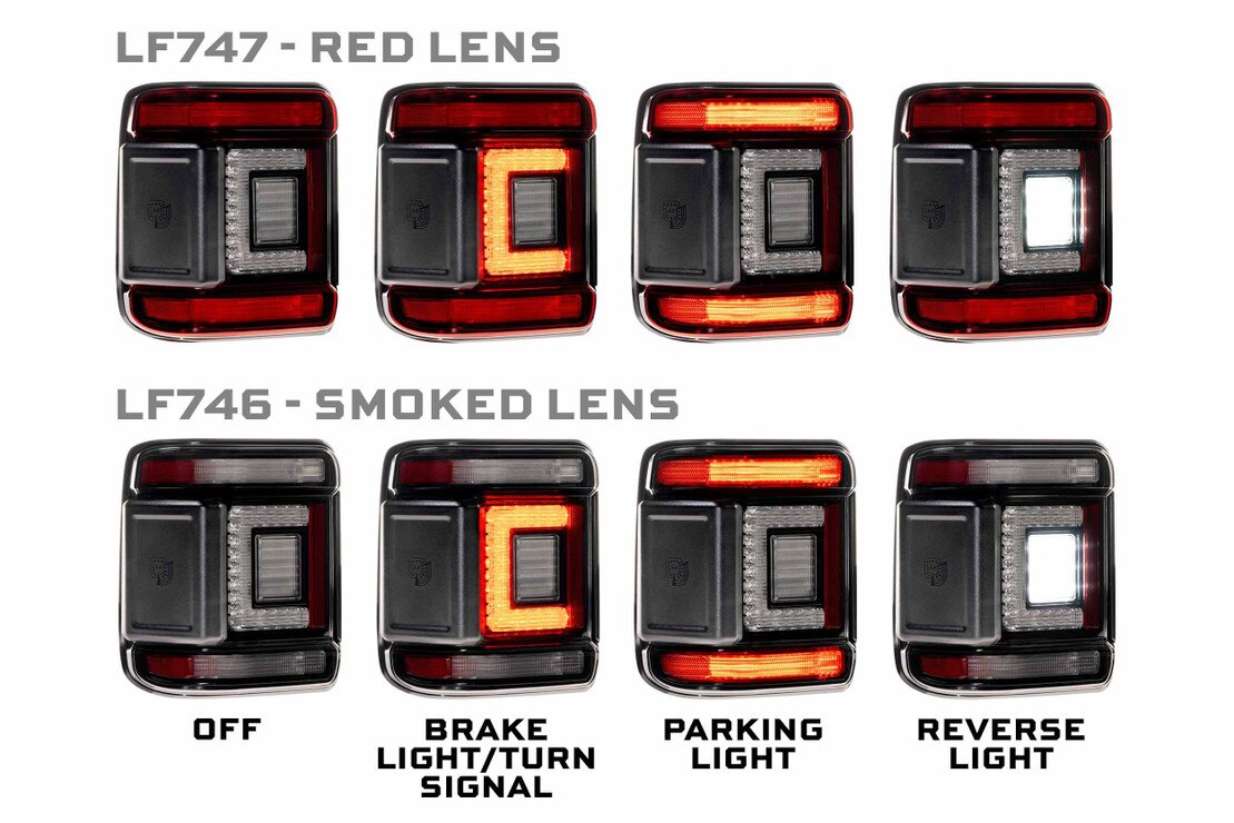 Jeep Wrangler JL (2018+) XB LED Low Profile Tail Lights (Red)