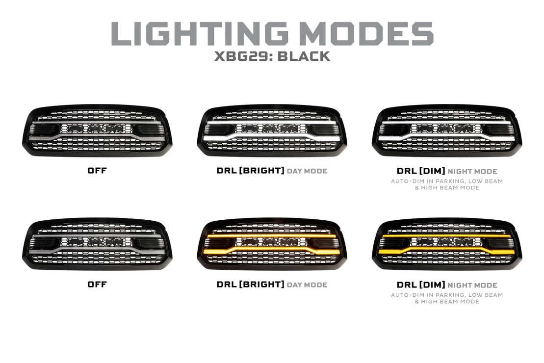 Dodge Ram 1500 (13-18) XBG LED Drl Grille (Black)