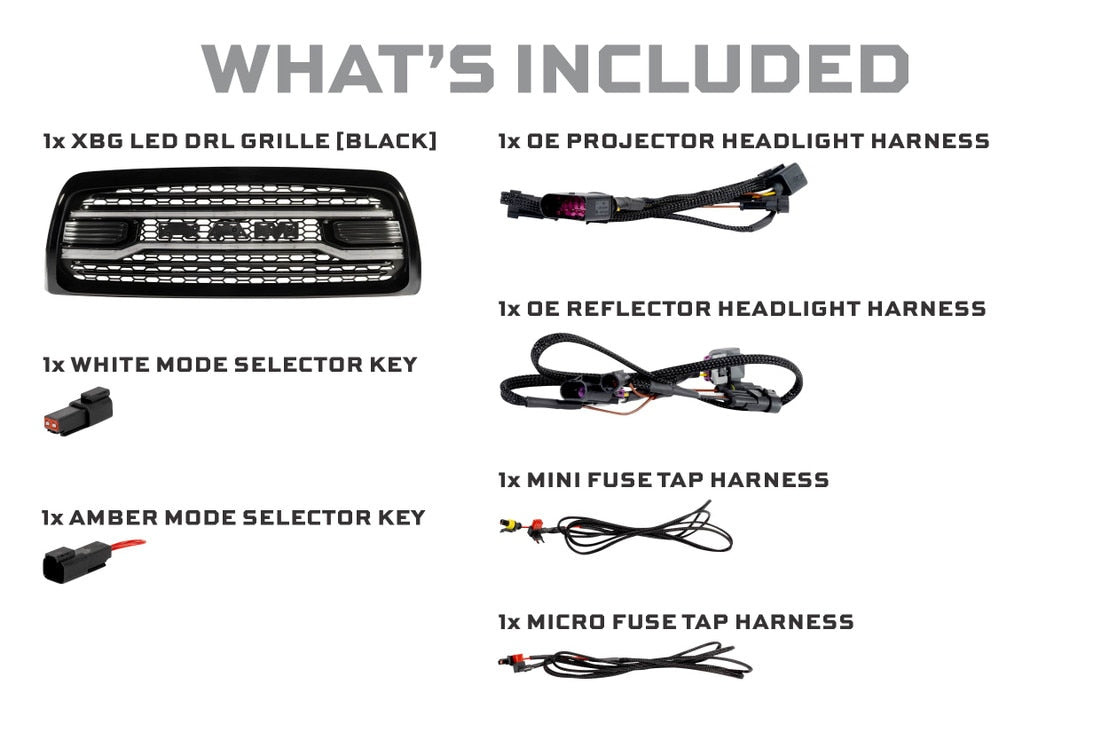 Dodge Ram HD (13-18) XBG LED Drl Grille (Black)