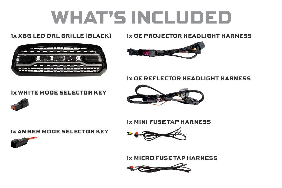 Calandre à LED XBG pour Dodge Ram 1500 Classic (19-24) (noire)