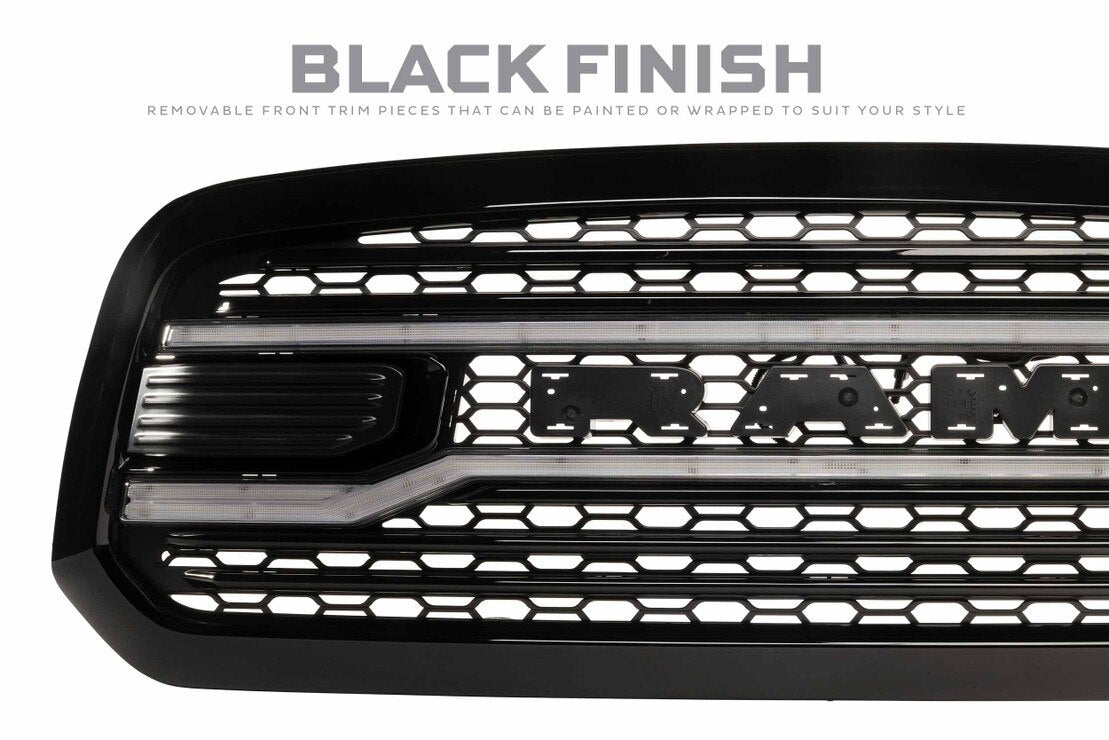 Calandre à LED XBG pour Dodge Ram 1500 Classic (19-24) (noire)