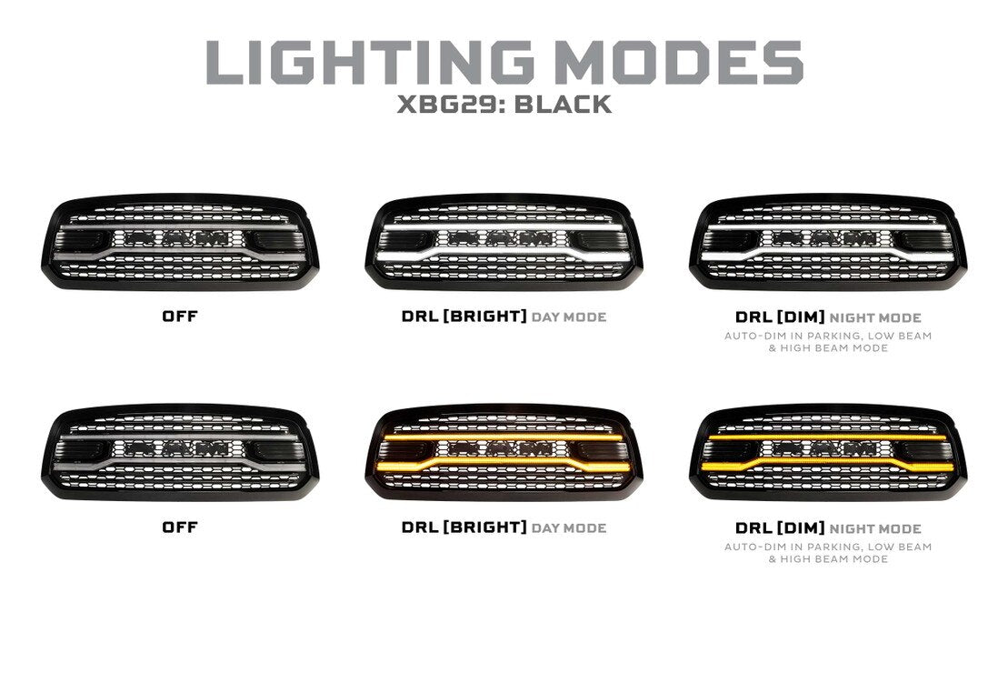 Dodge Ram 1500 Classic (19-24) XBG LED Drl Grille (Black)
