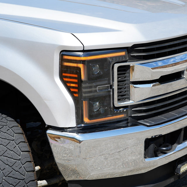 17-19 Ford Super Duty MKII LUXX-Series LED Projector Headlights Alpha-Black