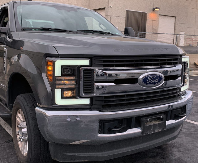 17-19 Ford Super Duty PRO-Series Halogen Projector Headlights Jet Black