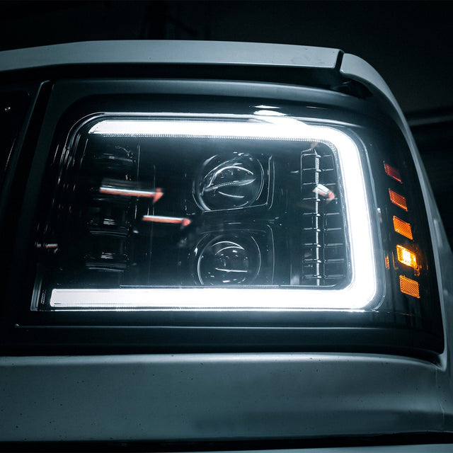 92-96 Ford F-Series/Bronco LUXX-Series LED Projector Headlights Alpha-Black