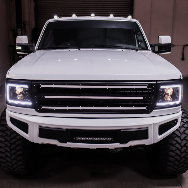 92-96 Ford F-Series/Bronco LUXX-Series LED Projector Headlights Alpha-Black
