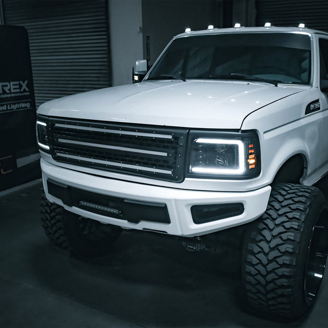 92-96 Ford F-Series/Bronco LUXX-Series LED Projector Headlights Alpha-Black