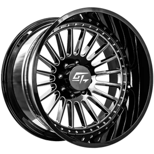 GT OFFROAD - Strike Gloss Black Fraisé | 24x14 / -76 Offset / 5x139.7 Modèle de boulon | GT924145139744GBML