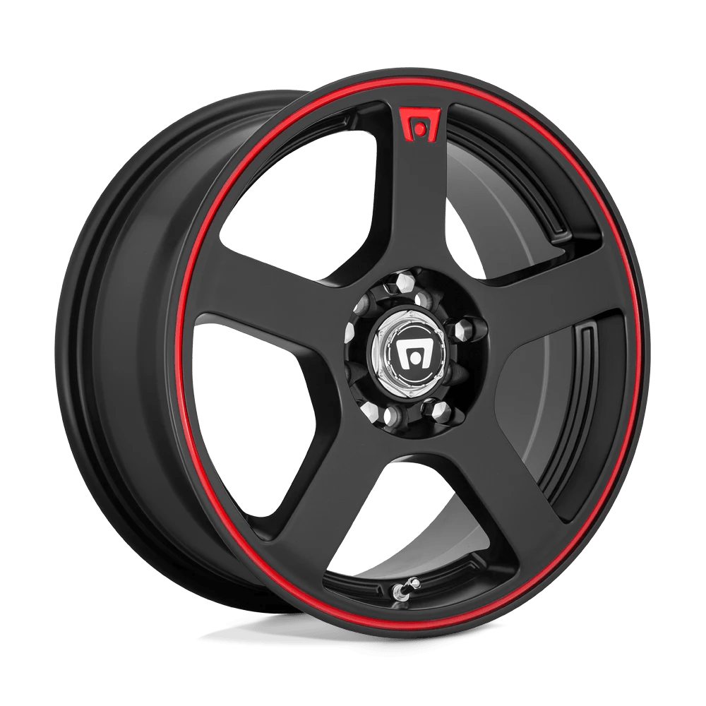 Motegi MR116 FS5 17x7 5x112 / 5x114.3 - Matte Black w/ Red Stripe