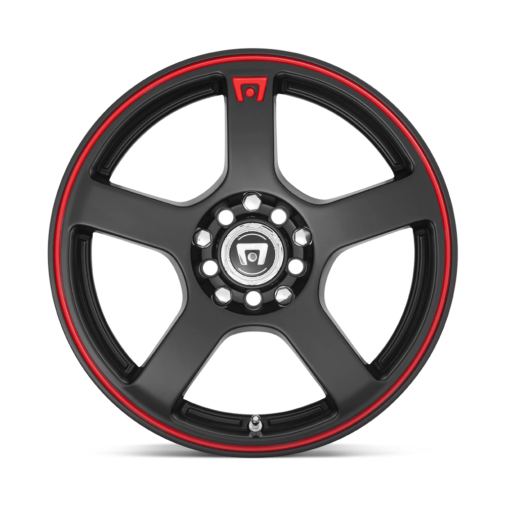 Motegi MR116 FS5 16x7 5x108 / 5x114.3 - Matte Black w/ Red Stripe