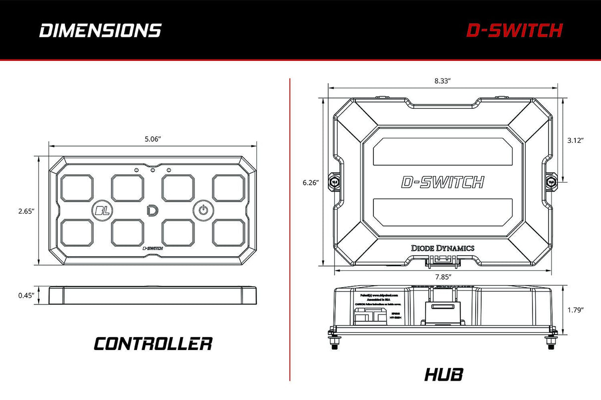 Panneau de commutation 8 canaux Diode Dynamics D-Switch