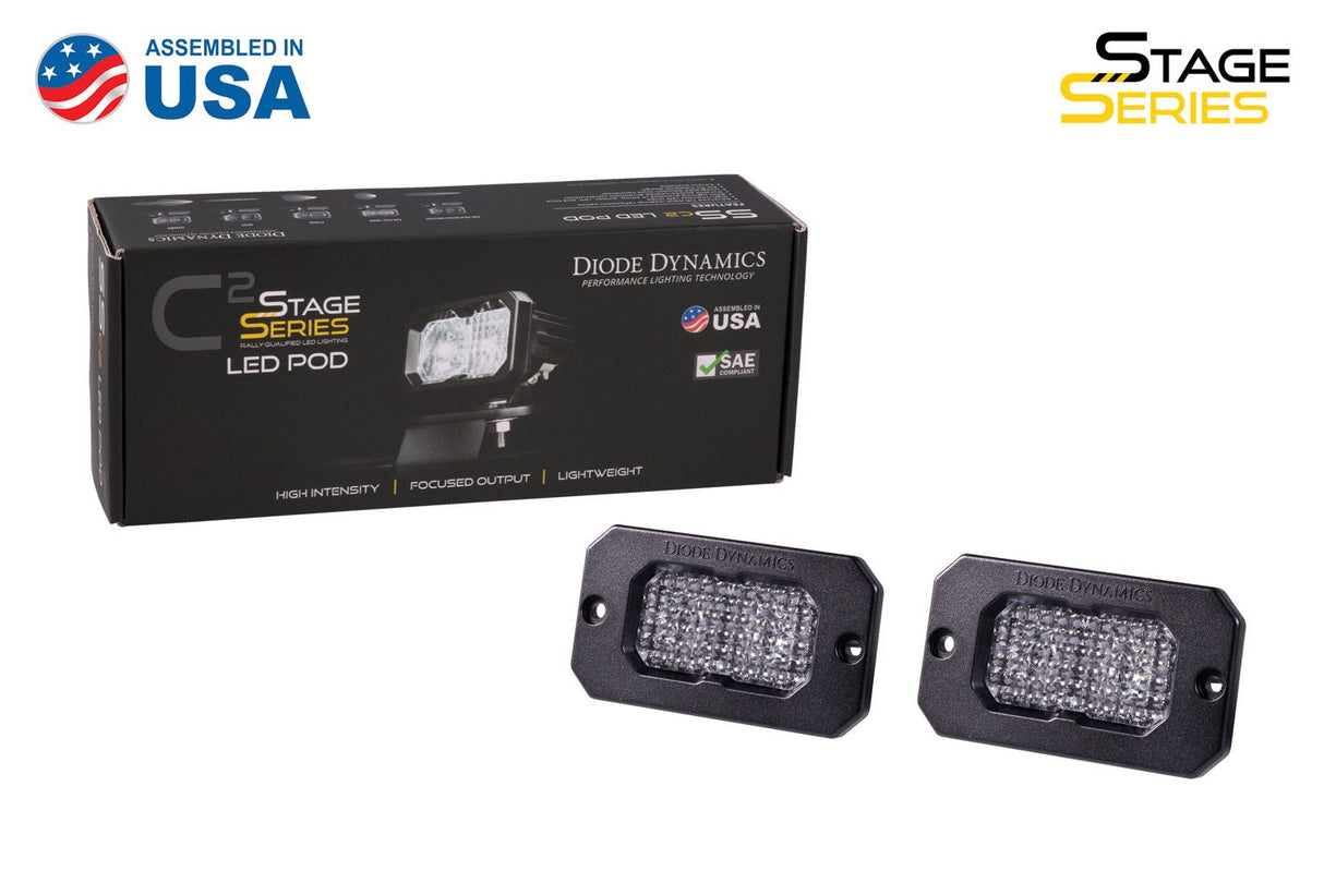C2 1.0 SAE White Sport Flush Mount LED Pod (pair)