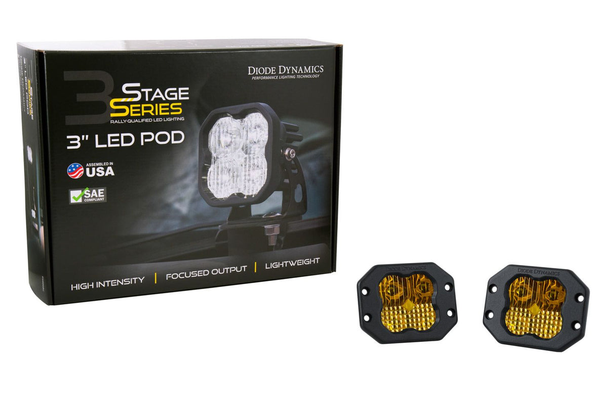 SS3 SAE Yellow Pro Flush Mount LED Pod (pair)
