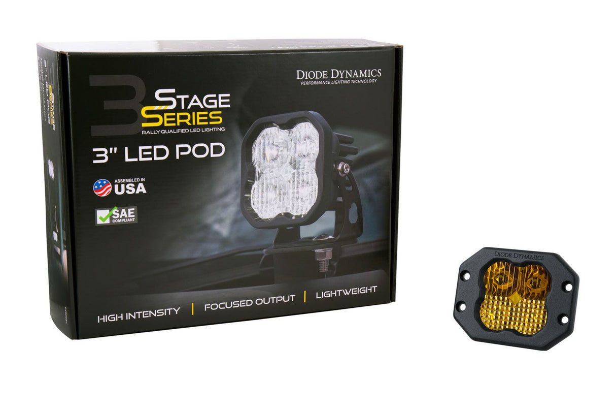 SS3 SAE Yellow Sport Flush Mount LED Pod (one)