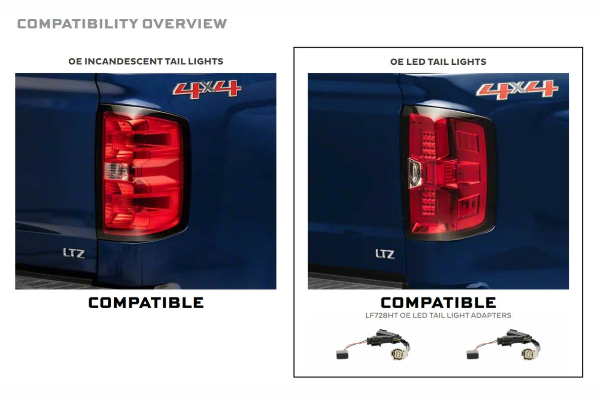 XB LED Harness: 14-18 Silverado / Sierra OE LED tail adapters