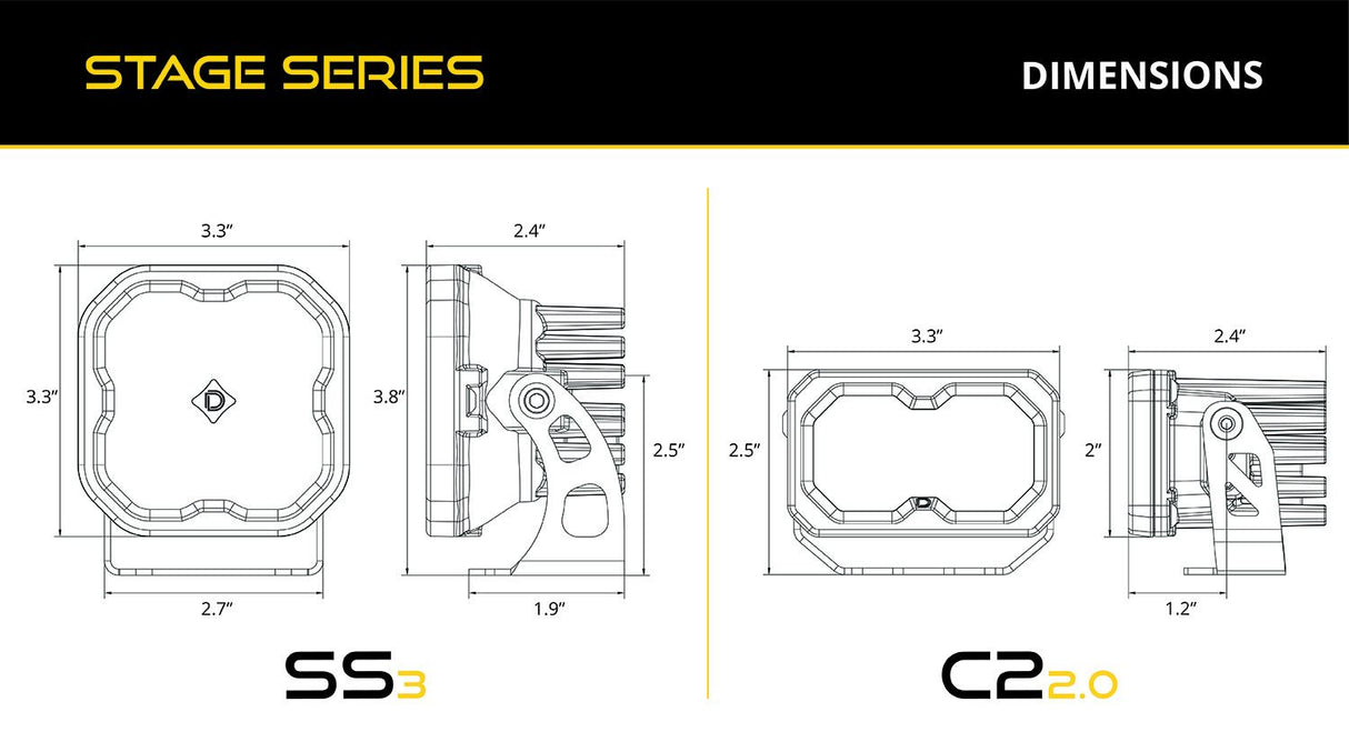 Kit d'éclairage de fossé à LED de la série Stage pour Toyota Tacoma 2016-2023