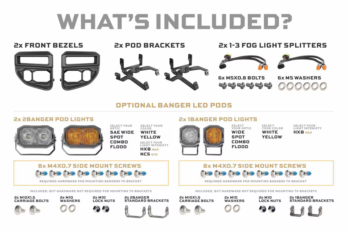 4Banger Led Fog Lights: Ford Superduty OE LED (20-22) BRACKETS