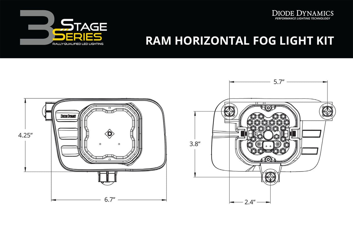 SS3 SAE/DOT Ram Horizontal Fog Light Kit