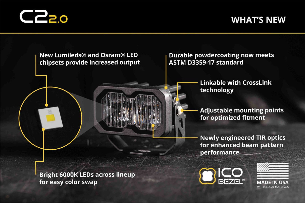 Stage Series C2 2" Sae/Dot Jaune Pod Led encastré (paire)