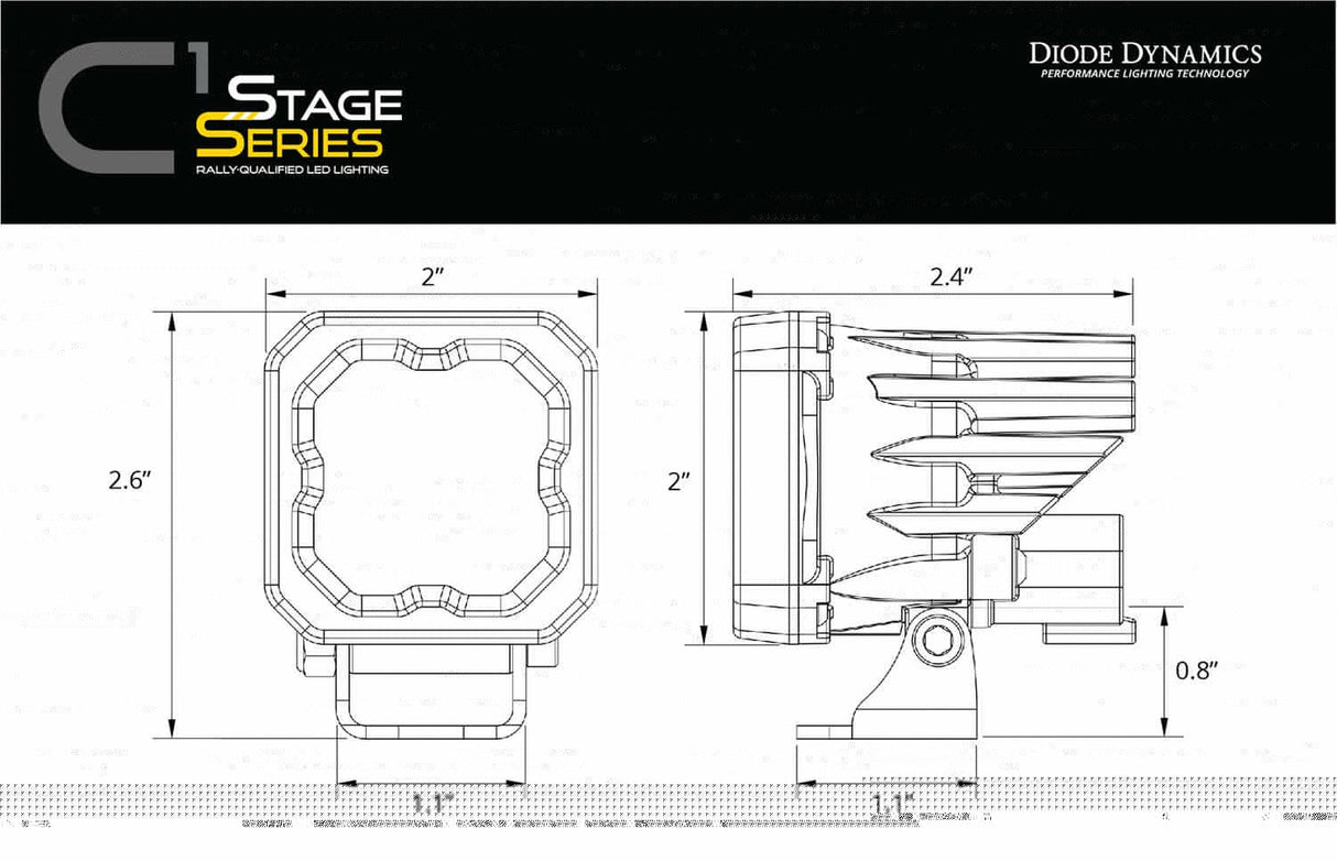 Stage Series C1 1" Sae/Dot Yellow Standard Led Pod (Pair)