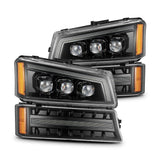 03-06 Chevrolet Silverado/02-06 Avalanche (without body cladding) NOVA-Series LED Projector Headlights Alpha-Black