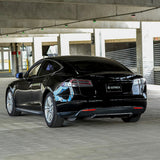 12-21 Tesla Model S LUXX-Series LED Tail Lights Black Red (With Black Trunk Center Piece Replacement)