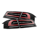 12-21 Tesla Model S LUXX-Series LED Tail Lights Black Red (With Black Trunk Center Piece Replacement)