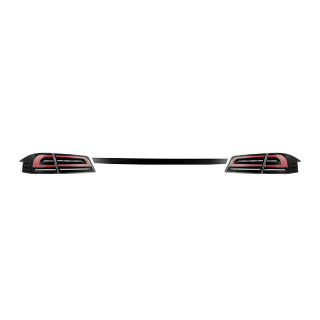 12-21 Tesla Model S LUXX-Series LED Tail Lights Black Red (With Black Trunk Center Piece Replacement)