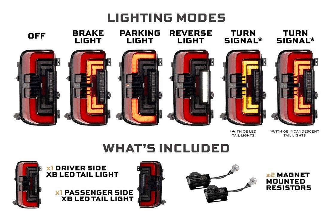 Ford Bronco (2021+) XB LED Low Profile Tail Lights (Red)