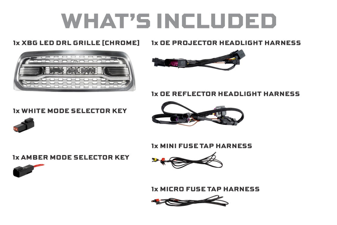 Dodge Ram HD (13-18) XBG LED Drl Grille (Chrome)