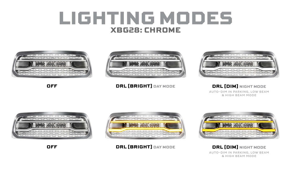 Dodge Ram HD (13-18) XBG LED Drl Grille (Chrome)