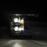 Phares projecteurs à LED série LUXX pour Ford F150 (modèle MK II, 14e génération) 18-20 Alpha-Black