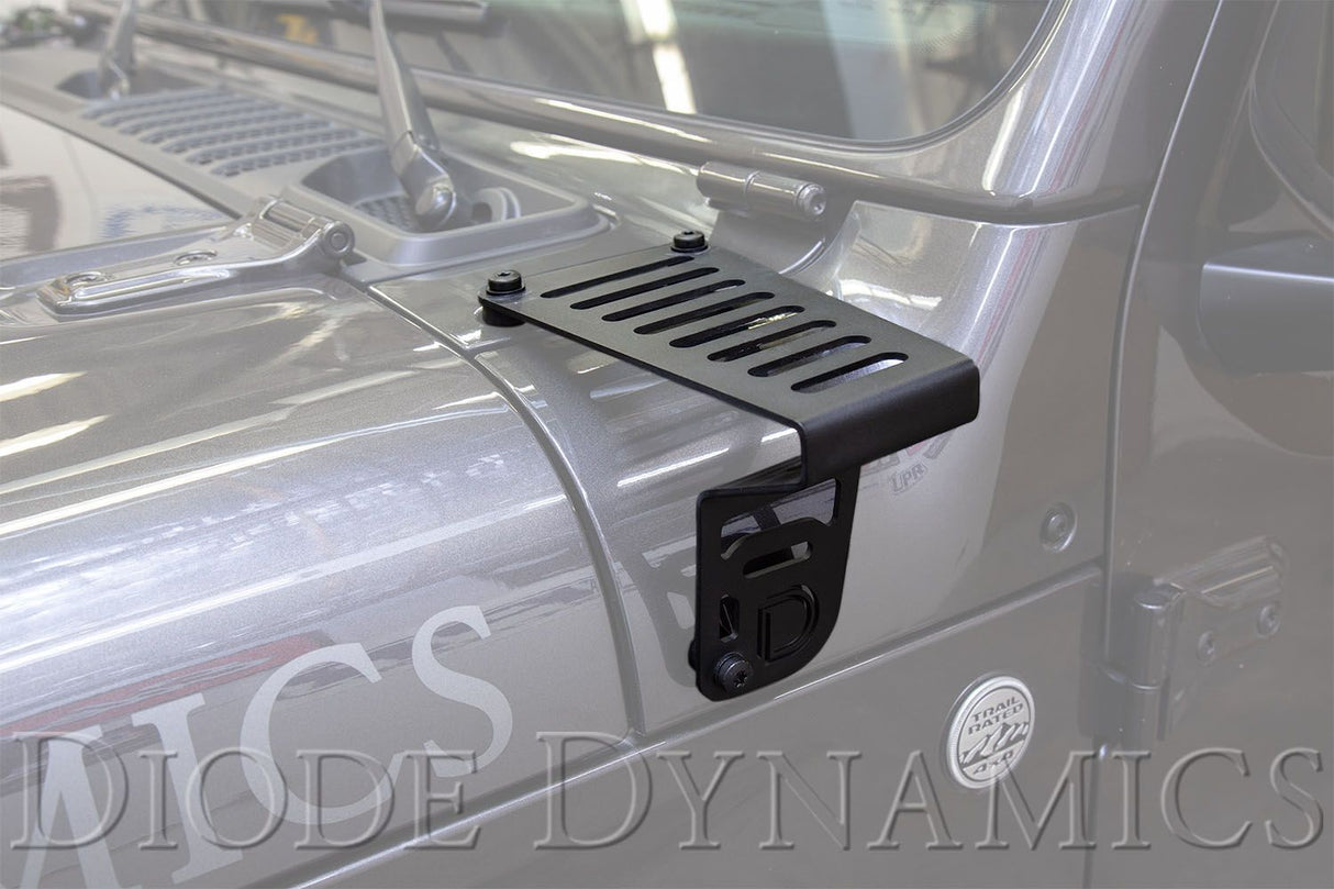 Supports de fixation LED pour capot de Jeep JL Wrangler 2018-2025
