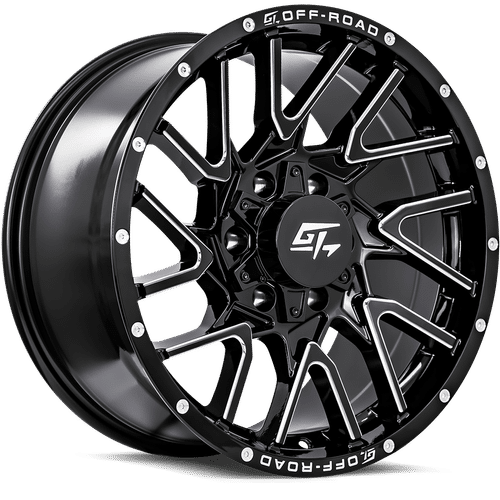 GT OFFROAD - Aggression Gloss Black Milled | 18x9 / 12 Offset / 5x127/5x139.7 Bolt Pattern | GT8218951121