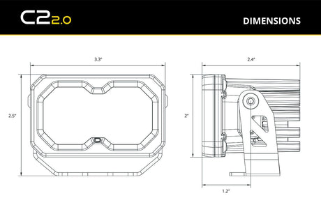 Stage Series C2 2" Sae/Dot Jaune Pod Led encastré (paire)