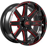 GT OFFROAD - Invasion Gloss Black Milled Red | 22x12 / -44 Offset / 8x170 Bolt Pattern | GT72212817044GBMLR
