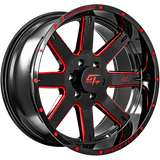 GT OFFROAD - Invasion Gloss Black Milled Red | 20x10 / -18 Offset / 6x139.7 Bolt Pattern | GT720106139718GBMLR