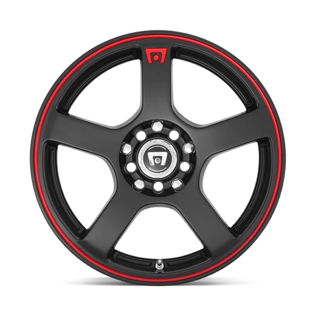 Motegi MR116 FS5 16x7 4x108 / 4x114.3 - Matte Black w/ Red Stripe