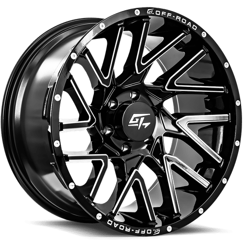 GT OFFROAD - Agression Gloss Black Milled | 22x10 / -18 Offset / 5x127 Bolt Pattern | GT82210512718GBML