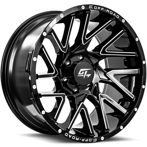 GT OFFROAD - Aggression Gloss Black Milled | 20x10 / -18 Offset / 5x127 Bolt Pattern | GT82010512718GBML