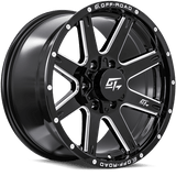 GT OFFROAD - Invasion Gloss Black Milled | 17x9 / 12 Offset / 5x127/5x139.7 Bolt Pattern | GT7217951121