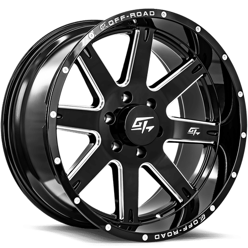 GT OFFROAD - Invasion Gloss Black Milled | 20x10 / -18 Offset / 6x139.7 Bolt Pattern | GT720106139718GBML