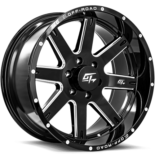 GT OFFROAD - Invasion Gloss Black Milled | 20x10 / -18 Offset / 8x170 Bolt Pattern | GT72010817018GBML
