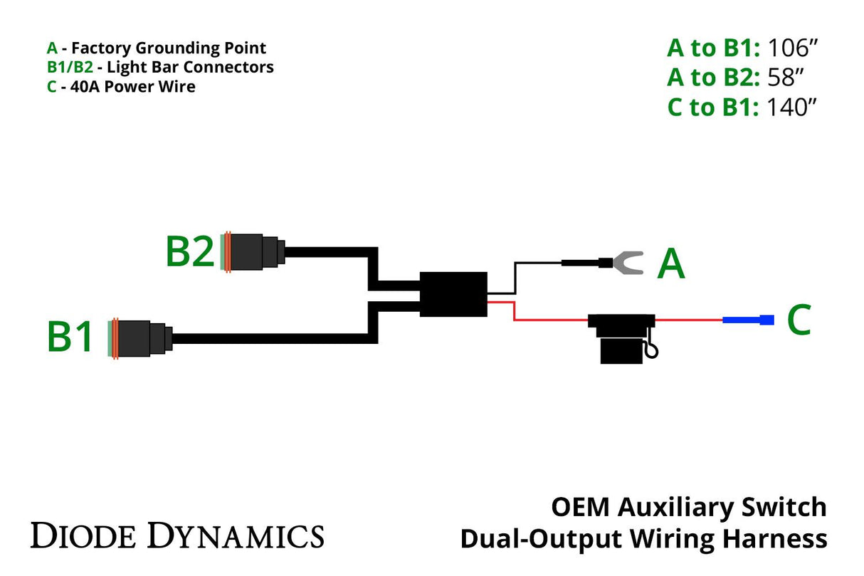 OEM Auxiliary Switch Dual-Output 2-Pin Wiring Harness