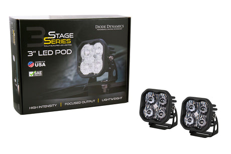 SS3 SAE/DOT White Sport LED Pod (pair) CLEARANCE