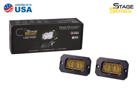 C2 1.0 SAE Yellow Sport Flush Mount LED Pod (pair)