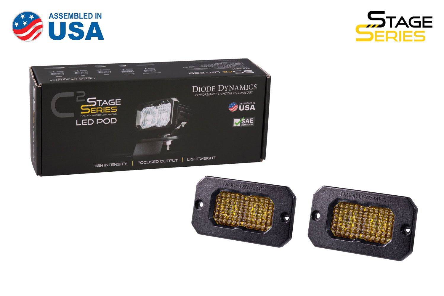 C2 1.0 SAE Yellow Pro Flush Mount LED Pod (pair)