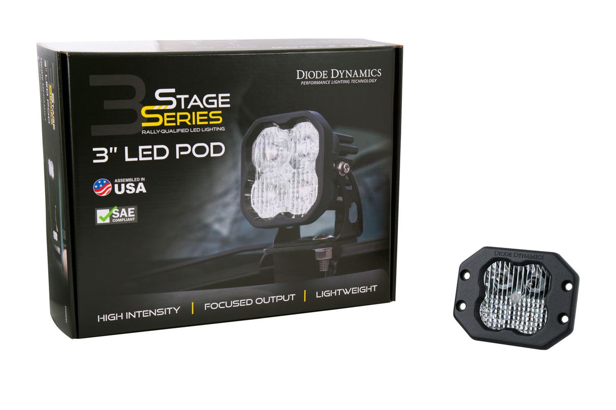 SS3 SAE/DOT White Pro Flush Mount LED Pod (one)